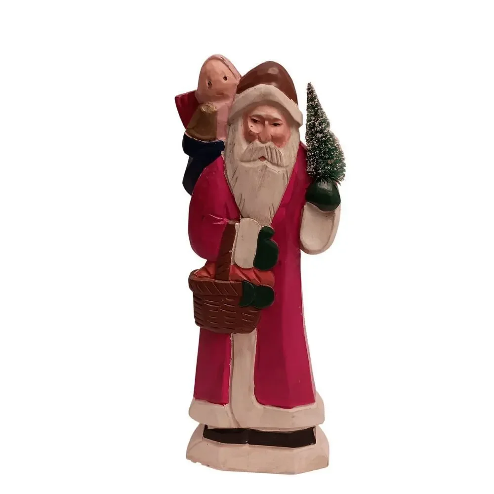 4 Old World Santas, Christmas Decorations, Resin, 1 Vintage Great Pre-owned Cond